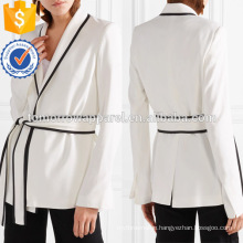 Hot Sale V-Neck Long Sleeve White And Black Spring Wrap Jacket Manufacture Wholesale Fashion Women Apparel (TA0010J)